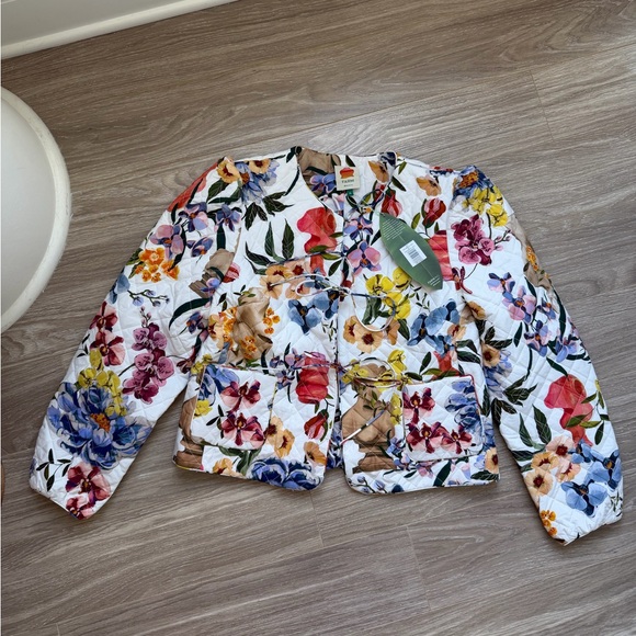 NWT Farm Rio Greek Garden Quilted Tie Coat Floral Cotton Sz XL - Picture 5 of 16